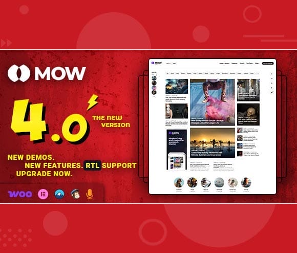 Gpl Theme Mow - Elementor Blog & Magazine WordPress Theme