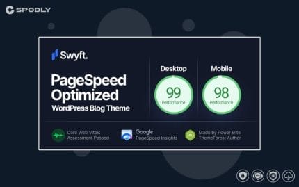 Wordpress theme Swyft - PageSpeed Optimized WordPress Blog Theme.